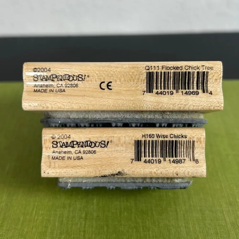 Vtg Wooden Rubber Stamps- Chicks Tree- wise chick- Set of Two- 3x3